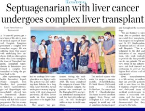 Septuagenarian with liver cancer undergoes liver transplant.